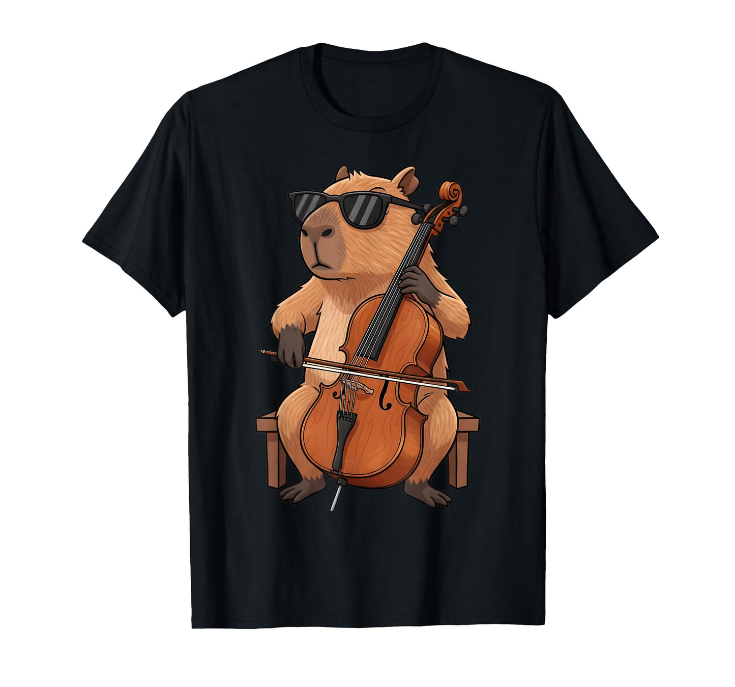 Cute Capybara Playing Cello Player Lover Musician Cellist T-Shirt