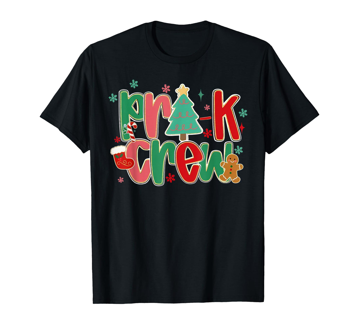 Pre-K Crew Christmas Teacher Preschool Team School Staff T-Shirt