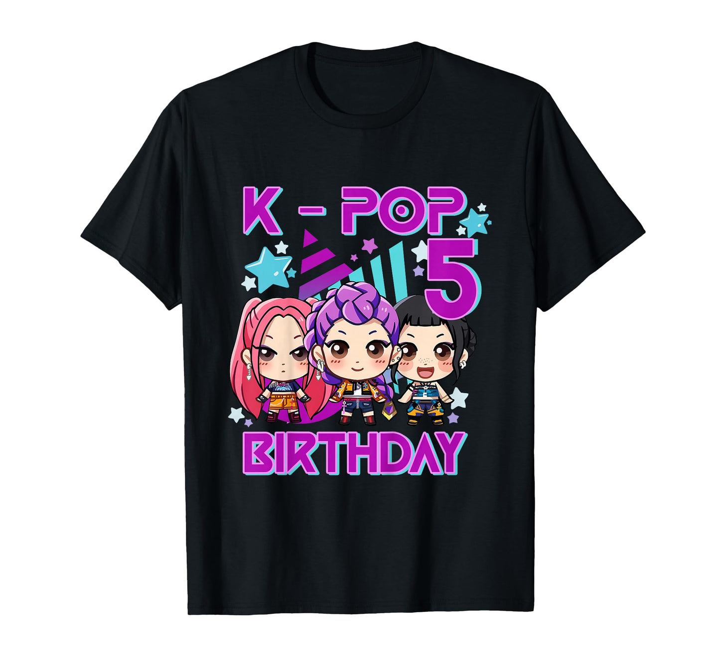 It's My 5th Birthday Cute Chibi Kpop Funny 5th Birthday Girl T-Shirt