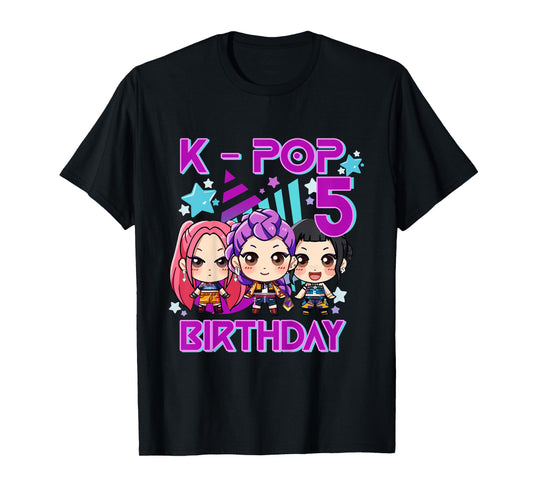 It's My 5th Birthday Cute Chibi Kpop Funny 5th Birthday Girl T-Shirt