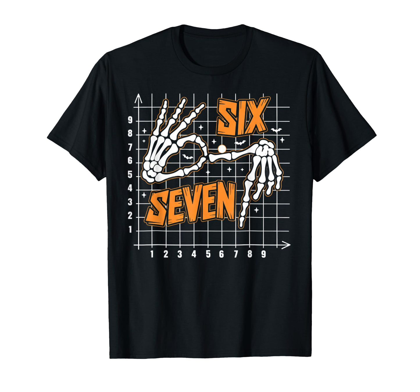 Six Seven Coordinate (6,7) Funny Skeleton Hands Sign 67 Meme T-Shirt