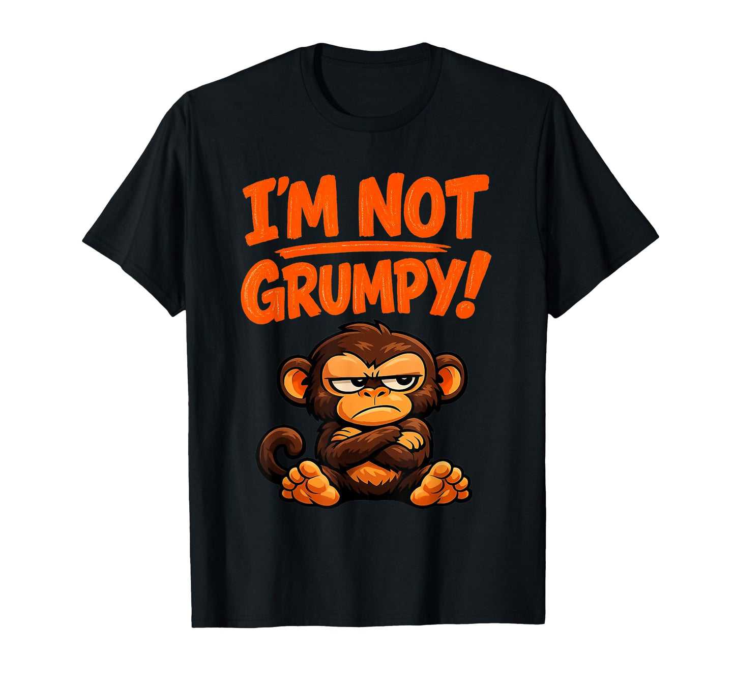 I’m Not Grumpy Funny Angry Monkey Cartoon T-Shirt