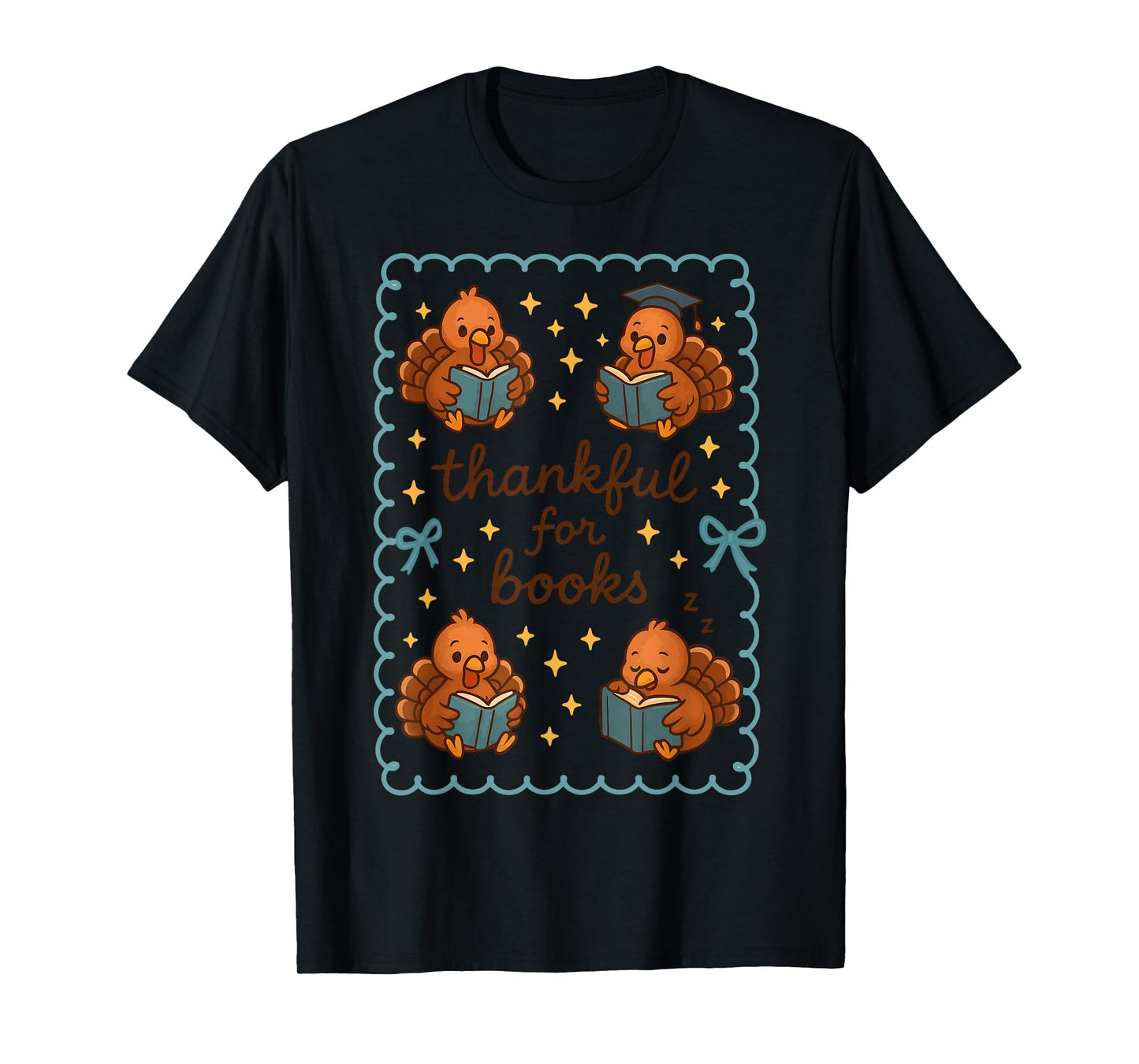 Thankful for Books Turkey Reading Book Lovers Fall Teacher T-Shirt