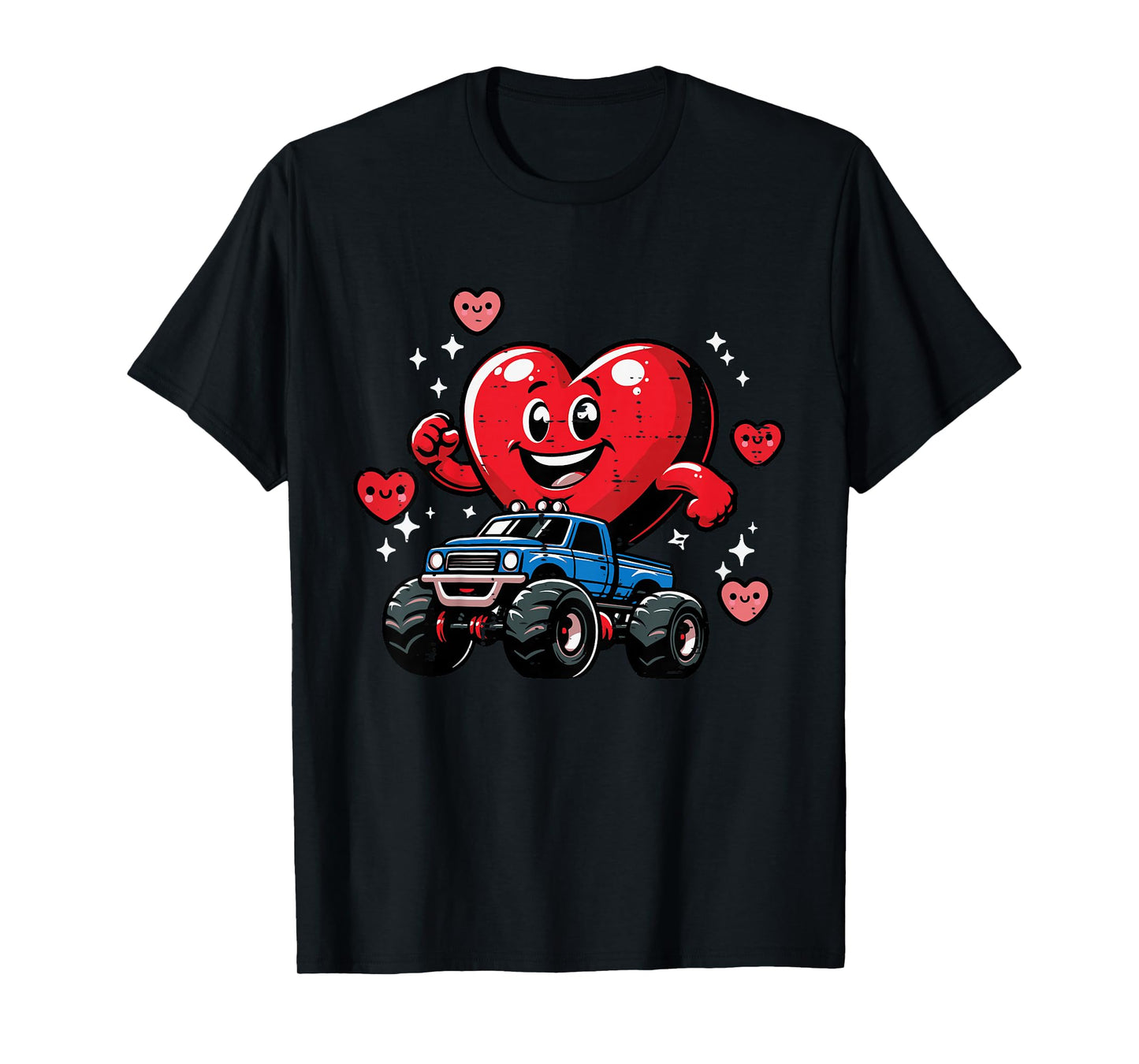 Kids Valentines Day Heart On Monster Truck Cute Toddler Boys Kids T-Shirt