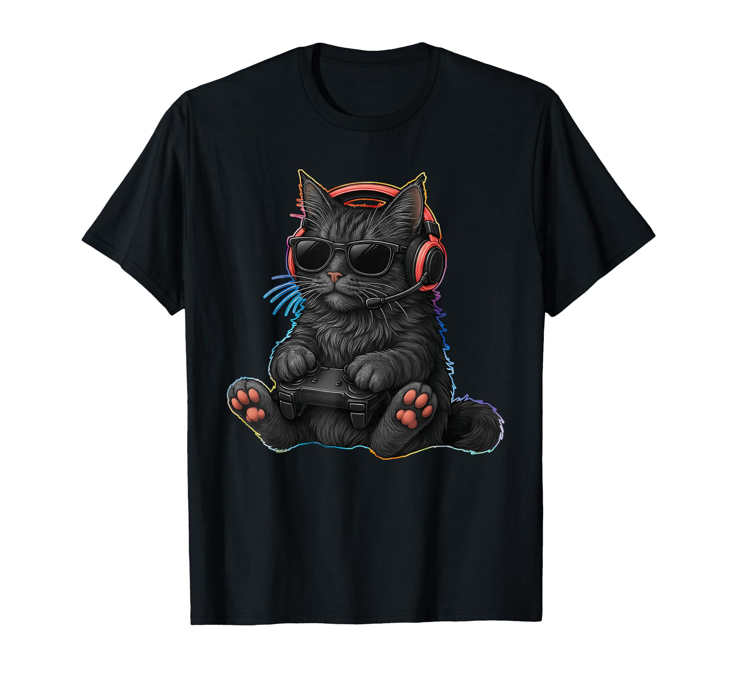 Gamer Cat Video Games Boys Teen Men Girls Funny Gaming T-Shirt