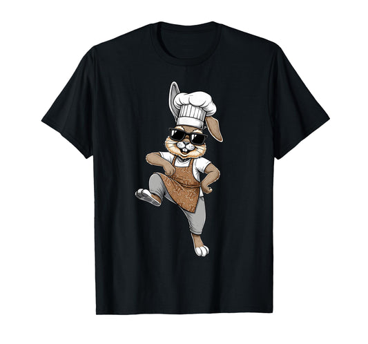Funny Chef Bunny Cool Baker Rabbit Cooking Cartoon Design T-Shirt