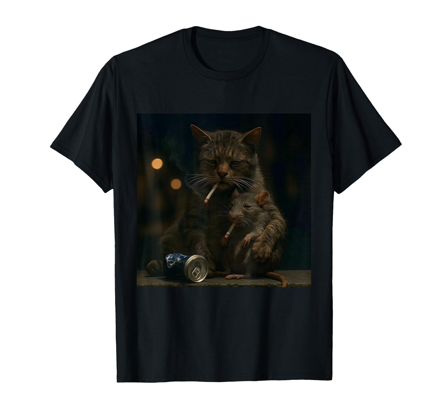 Cat Smoking with Rat Funny Meme Cat T-Shirt