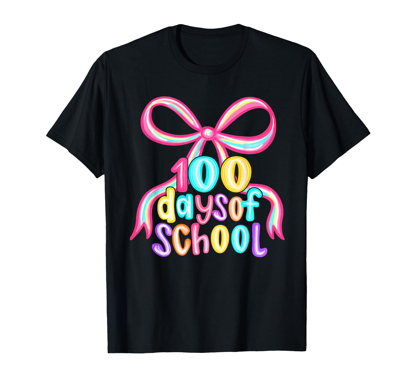 100 Days of School Bow 100 Days Smarter Teacher Girls Kids T-Shirt