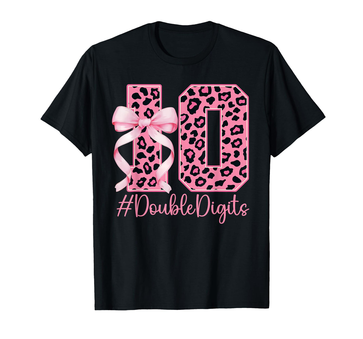 10th Birthday Girl Pink Leopard Coquette Bow 10 Year Old T-Shirt