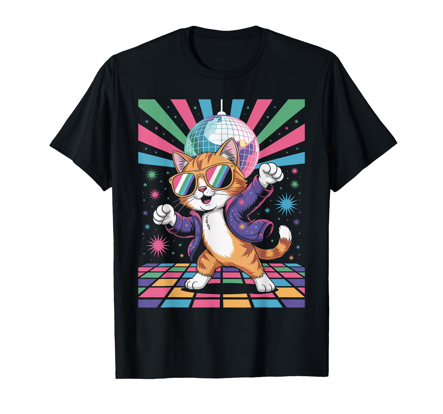 Cool Dancing Disco Cat 70s 80s Retro Style Funky Animals T-Shirt