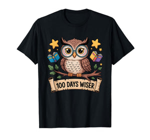 Cute Owl 100 Days Wiser Teacher Student Celebration T-Shirt
