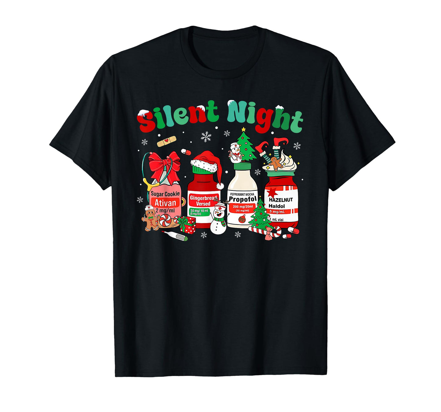 Retro Propofol Silent Night ICU Nurses Funny Merry Christmas T-Shirt