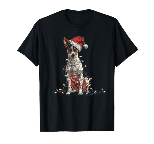 Funny Rat Terrier Christmas Graphics Dog Lights Lover T-Shirt