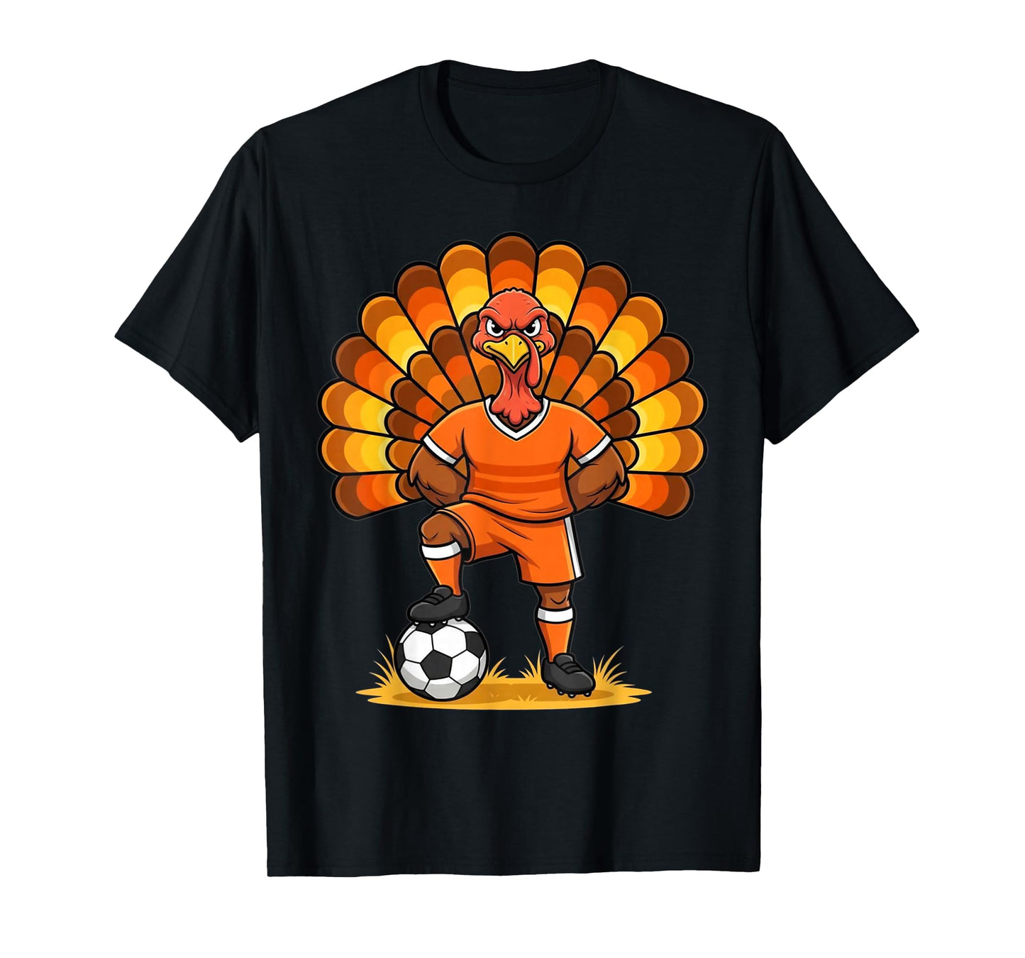 Kids Fall Boys Thanksgiving Soccer Turkey Men Ball Family T-Shirt