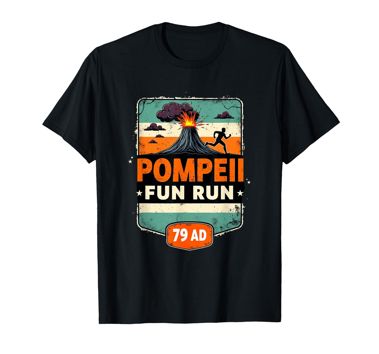 Pompeii Fun Run 79 AD Vintage Volcano Running Event T-Shirt