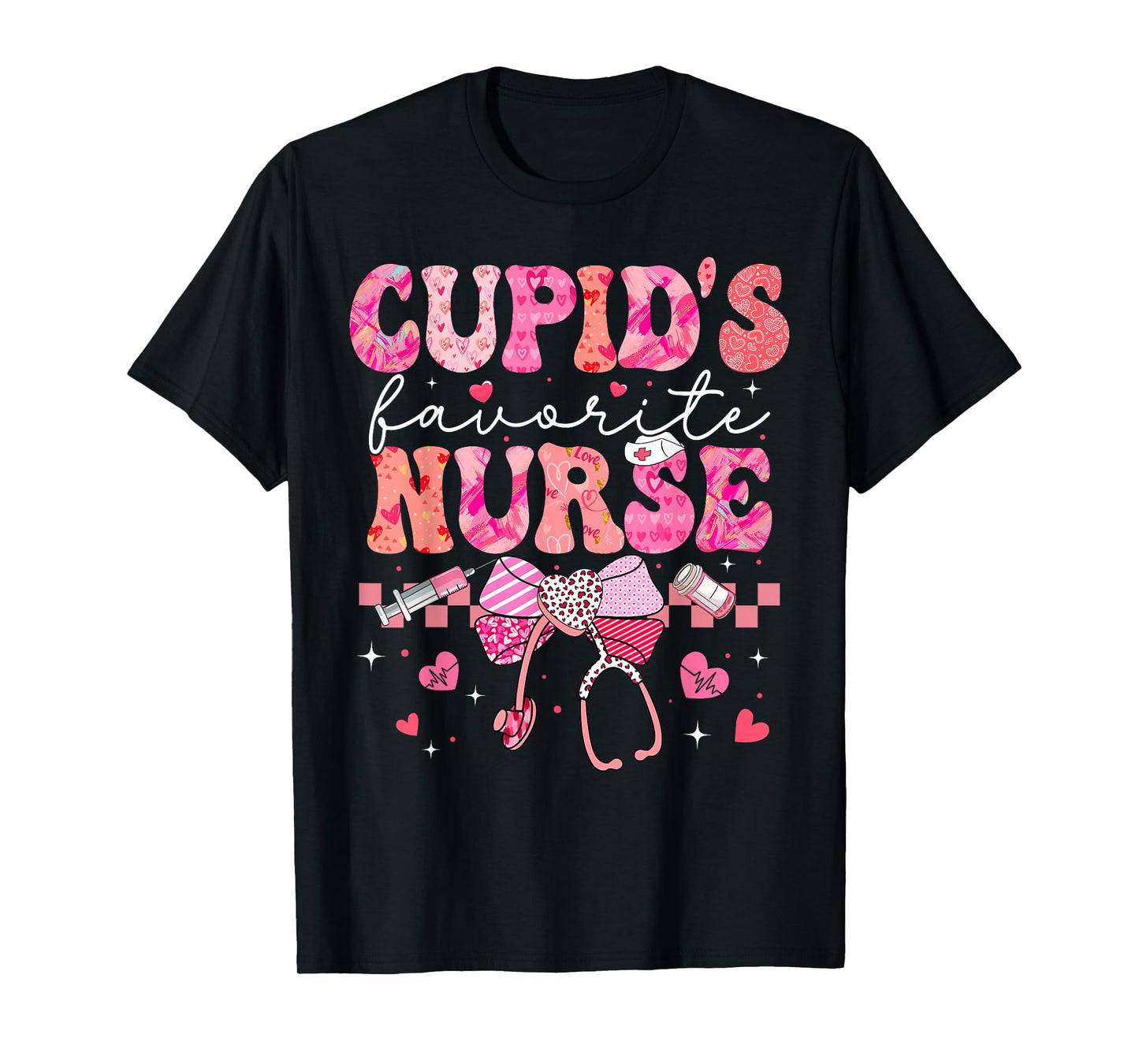 Valentines Day Cupid’s Favorite Nurse Heart Girl Women T-Shirt