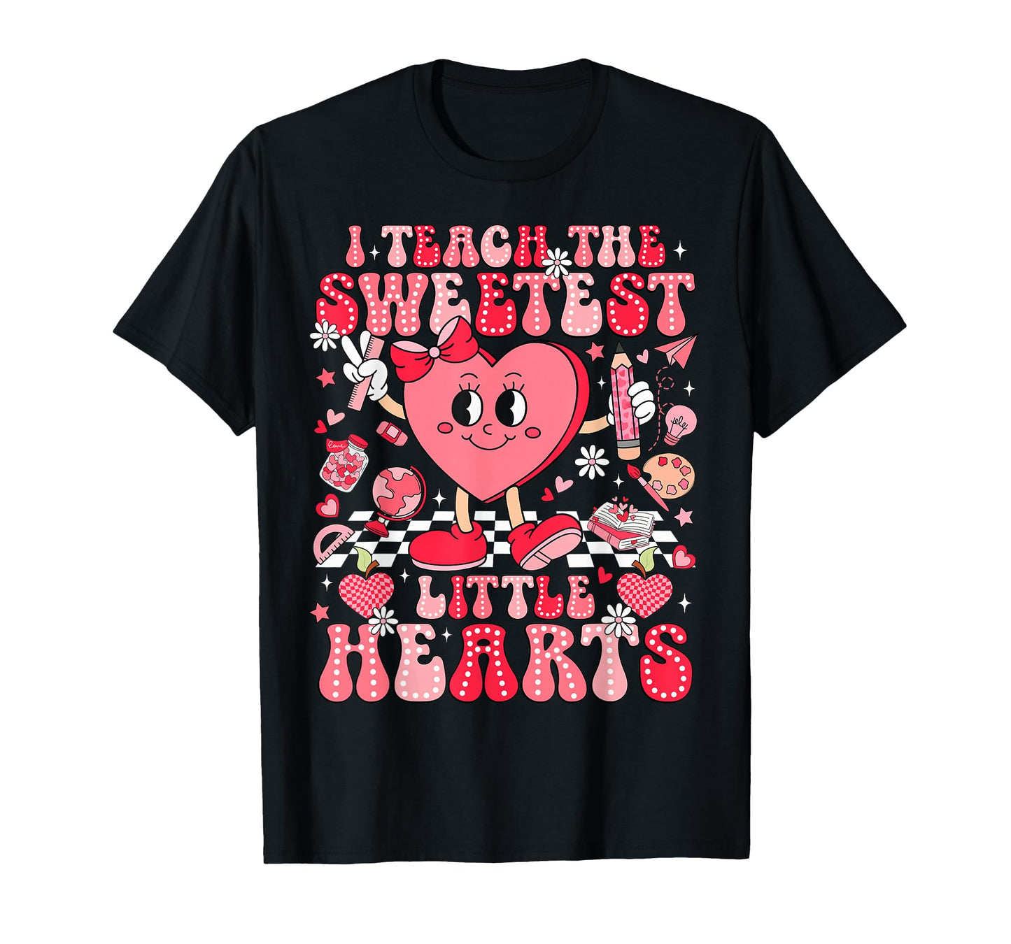 I Teach The Sweetest Little Heart Teacher Valentine Girl Kid T-Shirt