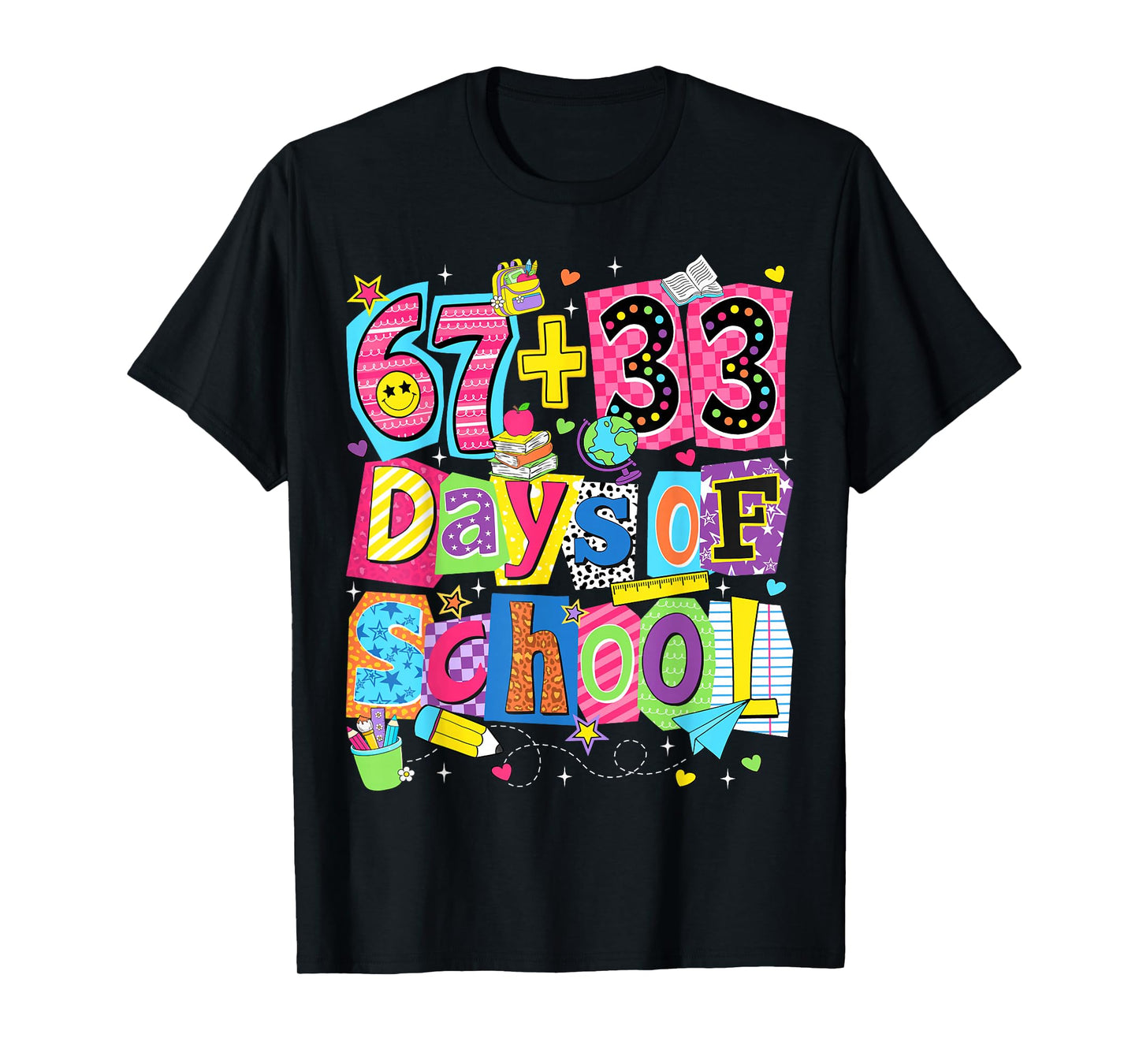 Happy 67 33 Days of School 100 Days of School Boy Girl Kid T-Shirt