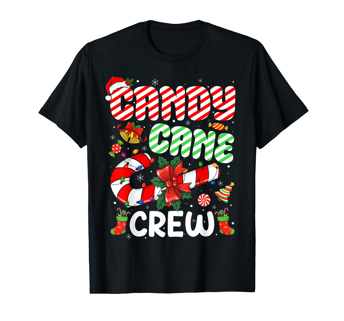 Candy Cane Crew Christmas Funny Xmas Matching Family Pajamas T-Shirt