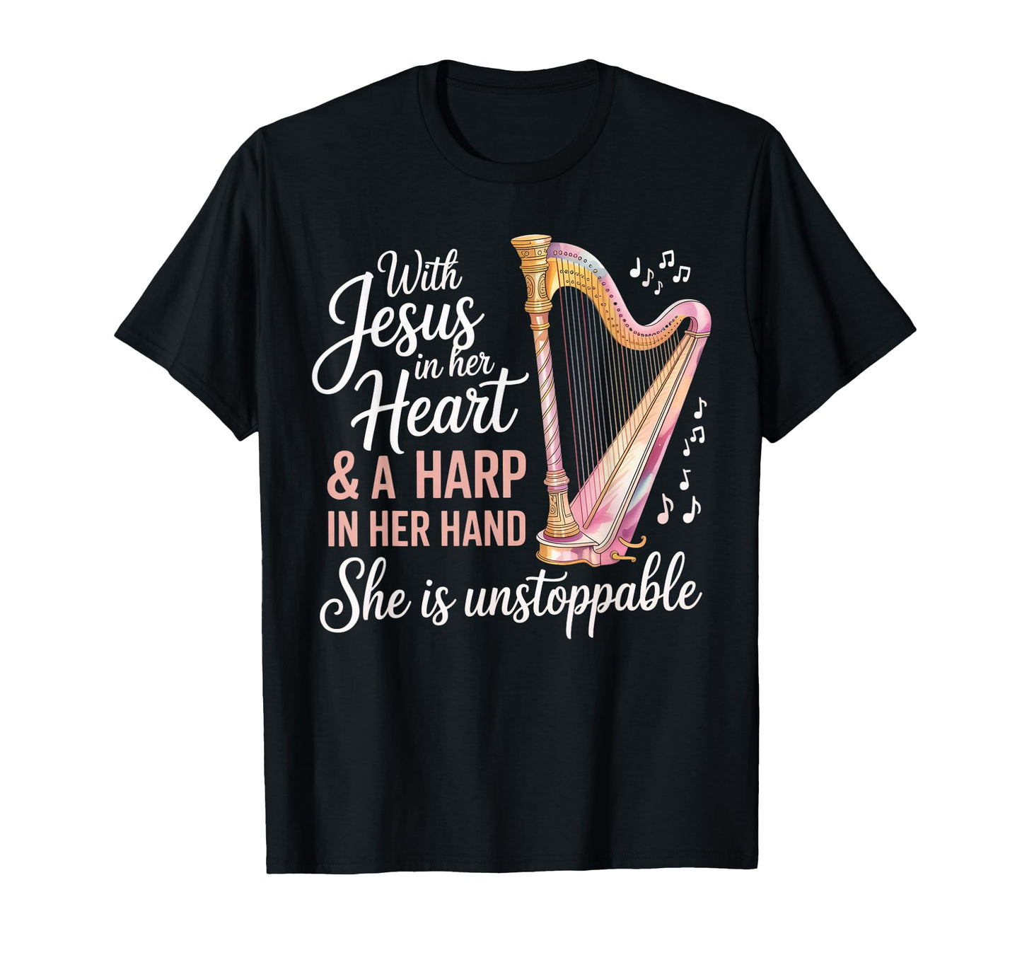 Jesus in Heart Harping Harp Instrument Harpist Music Harp T-Shirt