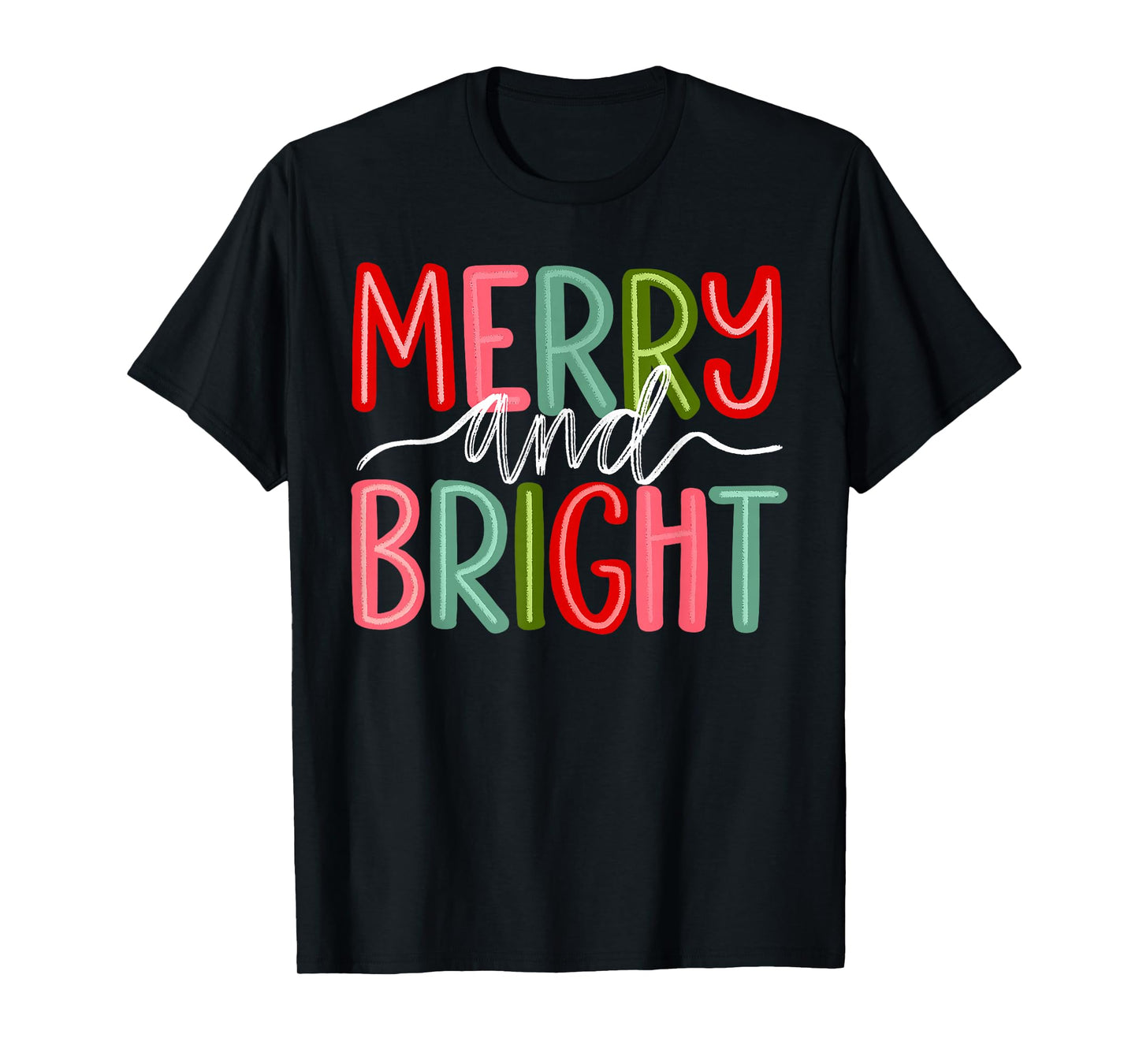 Retro Merry and Bright Christmas Holiday Xmas Family Pajamas T-Shirt