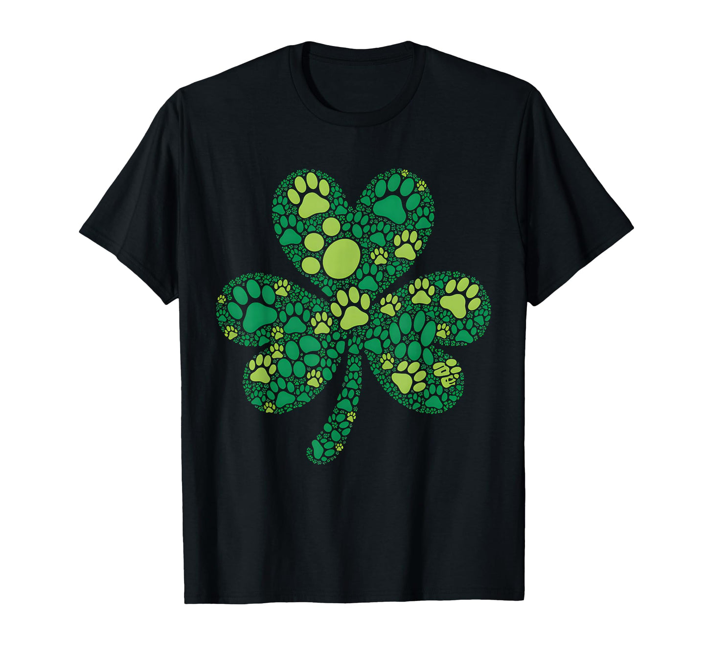 Dog Paw Irish Lucky Green Shamrock Clover St Patrick's Day T-Shirt