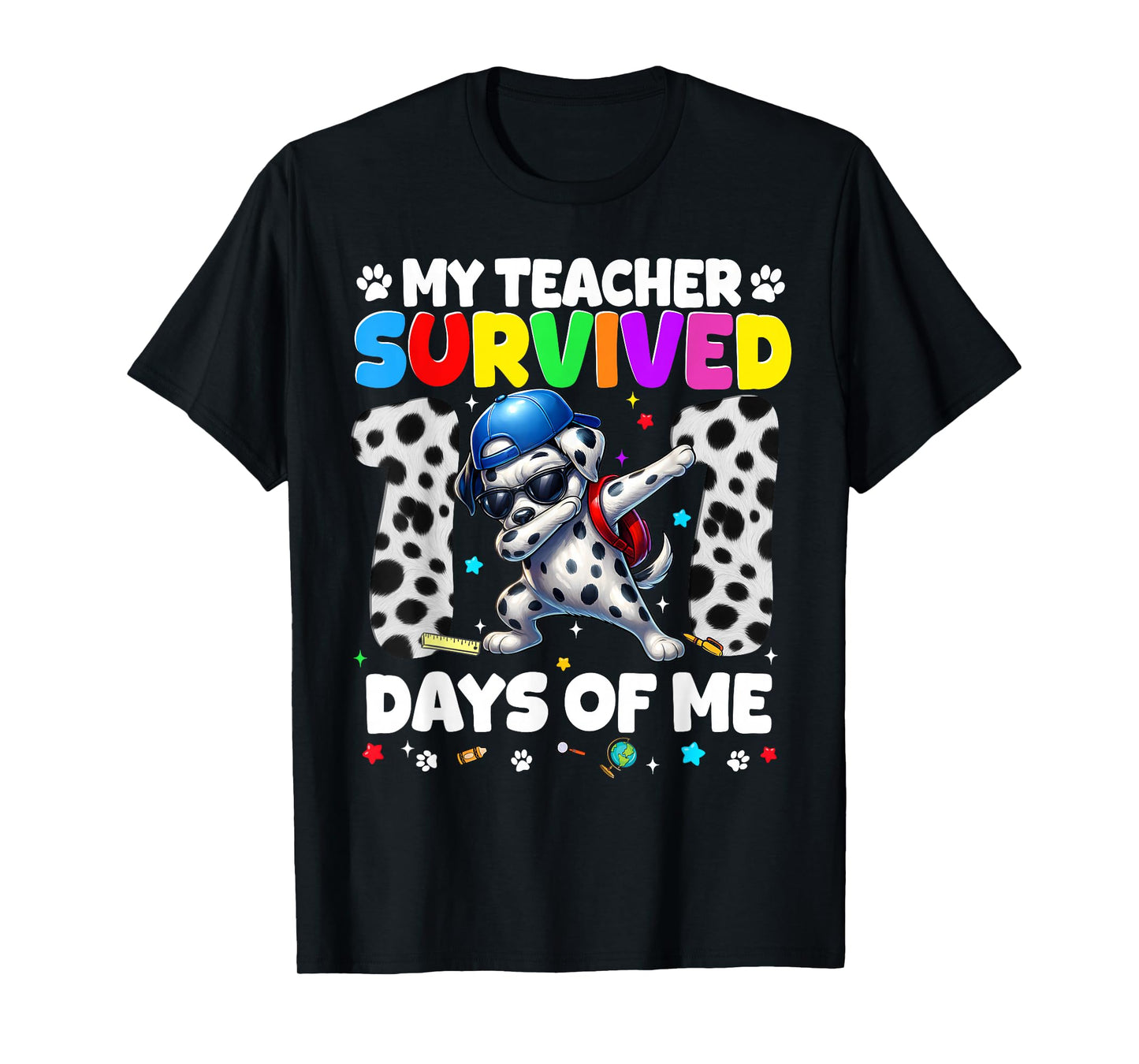 My Teacher Survived 101 Day of Me Dabbing Dog 100th Day Boy T-Shirt
