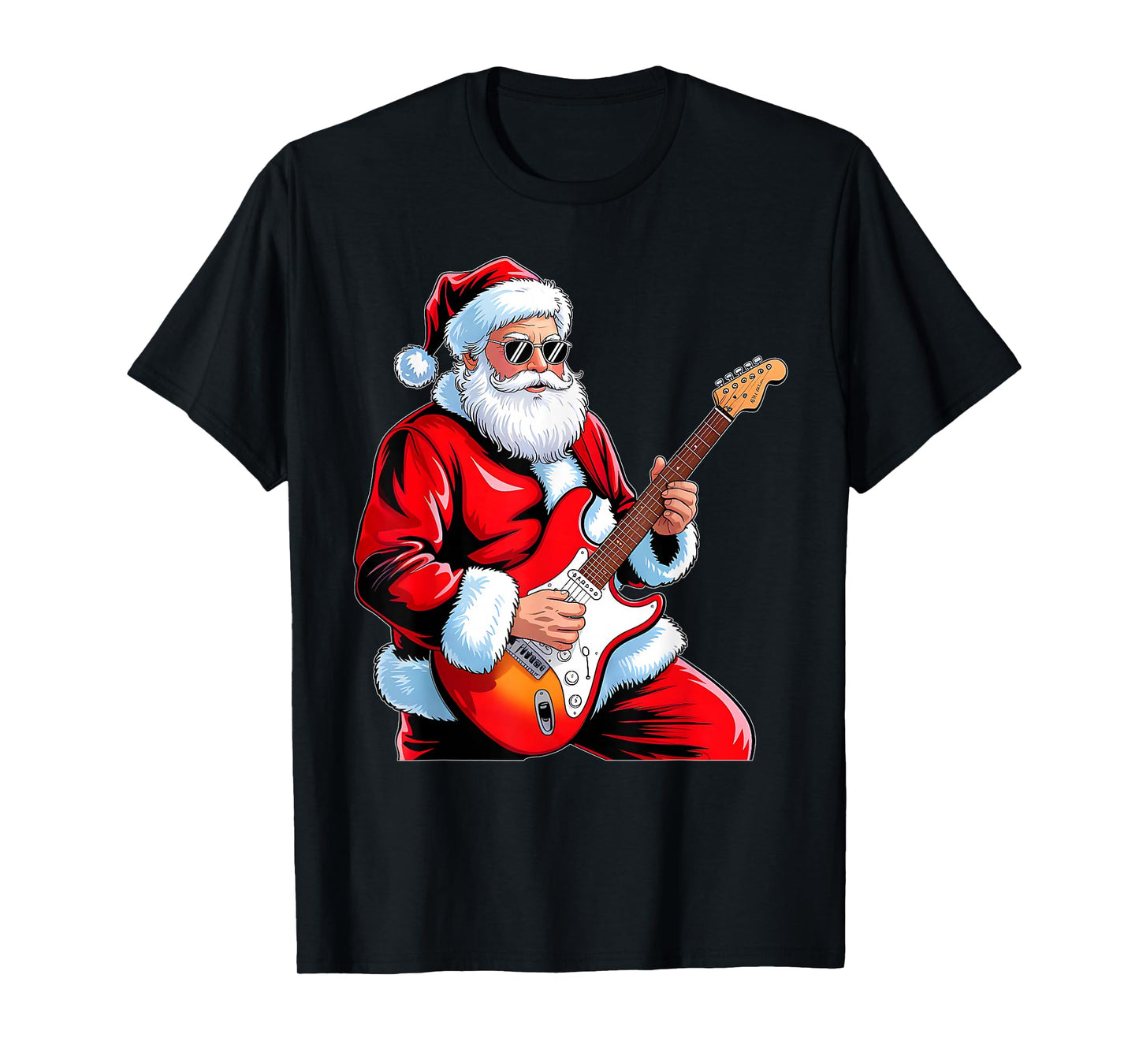 Rock Guitar Santa Claus Playing Guitar Christmas Men Boys T-Shirt