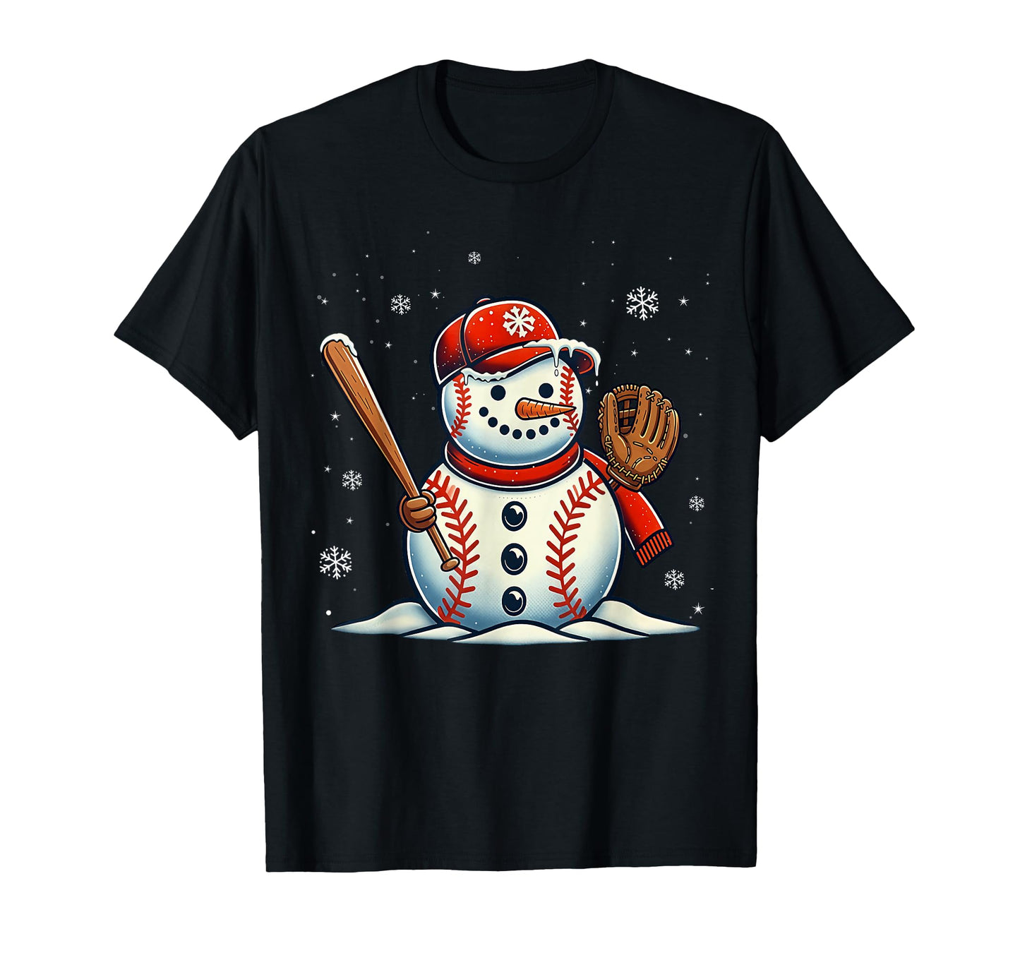 Christmas Baseball Snowman Boys Baseball Christmas Women Men T-Shirt