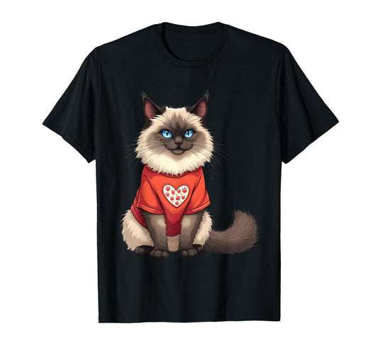 Cute Ragdoll Cat Heart Paw for A Cat Owner T-Shirt