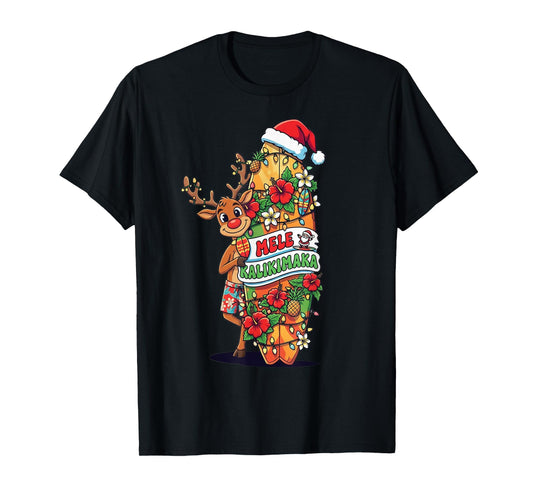 Funny Hawaiian Christmas Mele Kalikimaka Reindeer T-Shirt