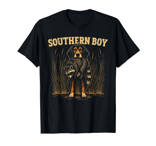 Coon Hunting Raccoon Hunter Hound Dog Southern Boy T-Shirt