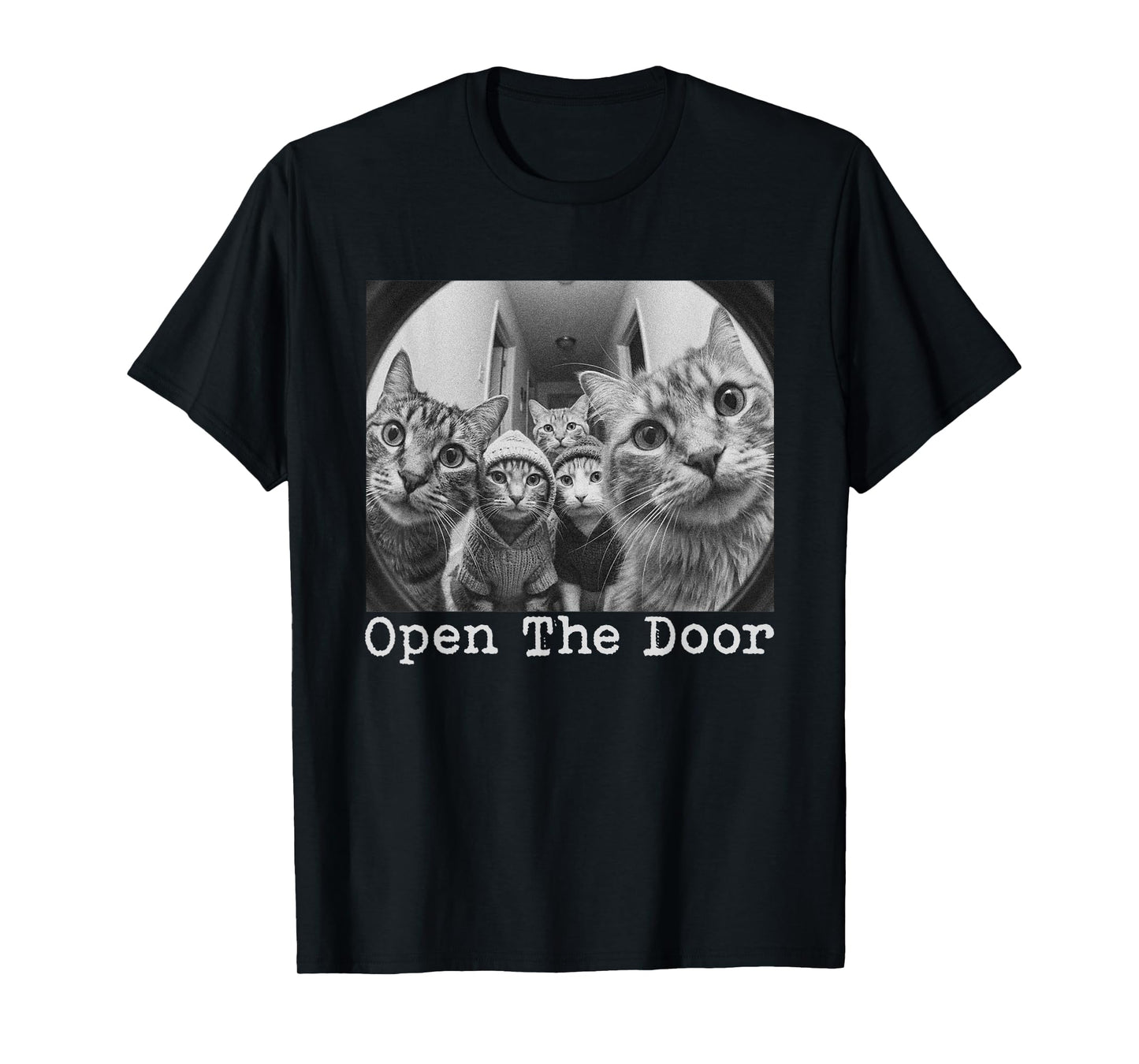 Open The Door Cat Gang Vintage Funny Cats Meme Men Women T-Shirt