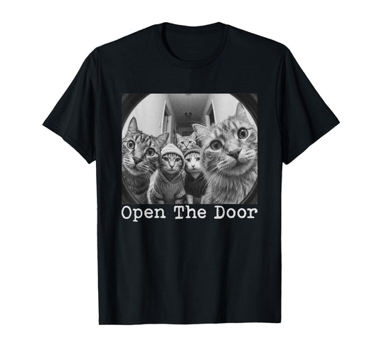 Open The Door Cat Gang Vintage Funny Cats Meme Men Women T-Shirt