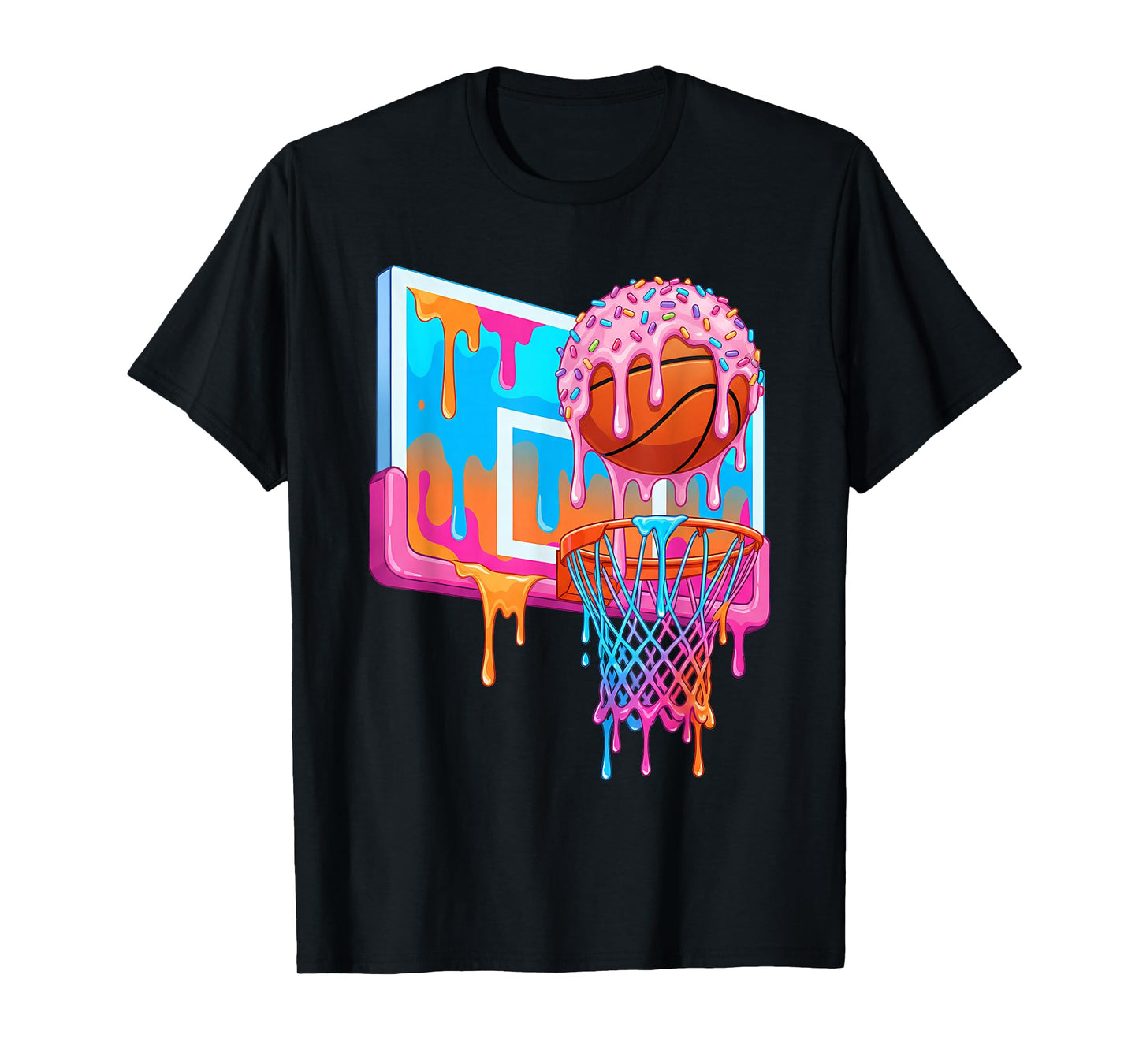 Basketball Hoop Ice Cream Drip Sport Player Boys Girls Youth T-Shirt