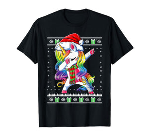 Dabbing Unicorn Santa Sweater Christmas Ugly Kids Girls T-Shirt