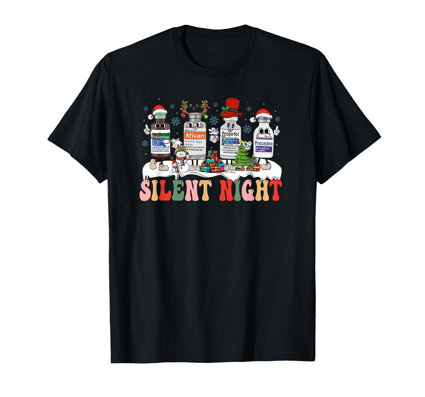 Retro Propofol Silent Night ICU Nurses Funny Merry Christmas T-Shirt