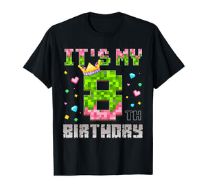 Birthday Girl Shirt It's My 8th Birthday Video Game Pixel T-Shirt