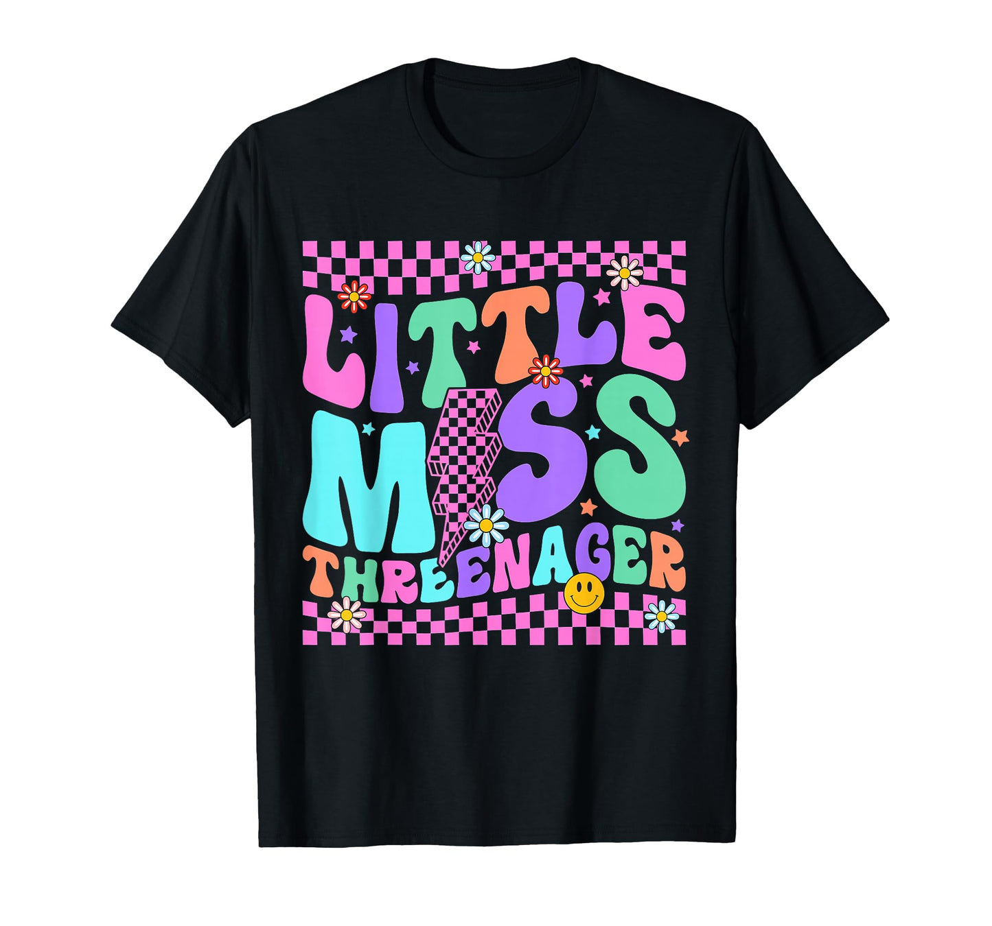 Funny Threenager Happy 3rd Bday Party Gifts 3 Years Old Girl T-Shirt
