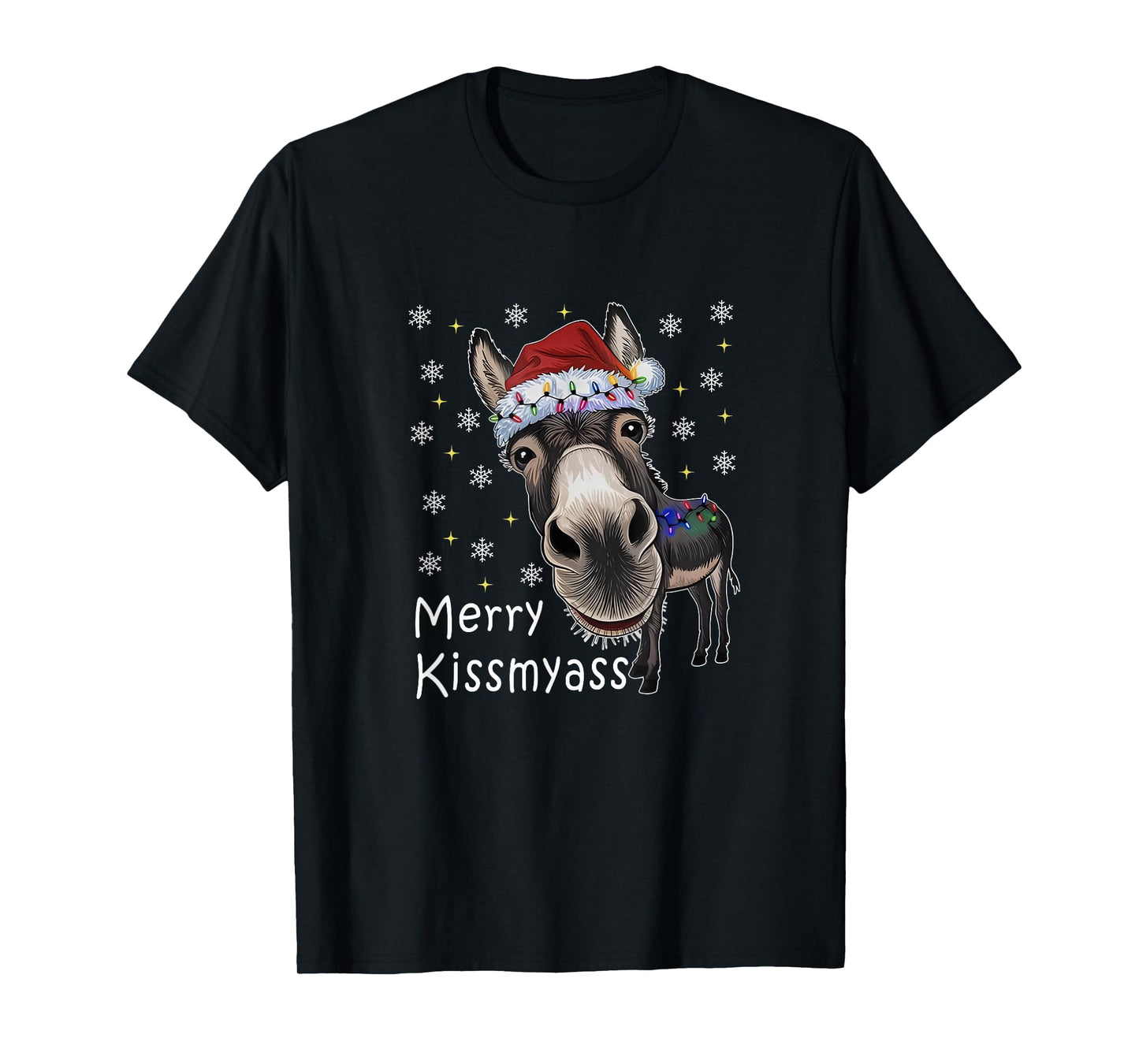 Merry KissMyAss Donkey Sarcastic Xmas Funny Christmas T-Shirt