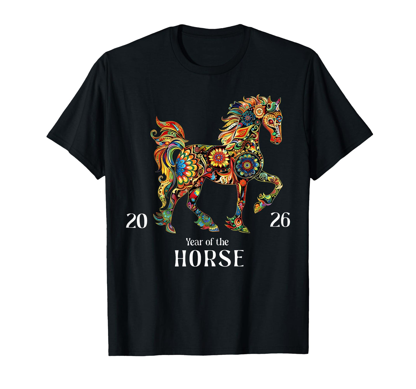 Colorful Horse Art Watercolor Graphic Year of The Horse 2026 T-Shirt