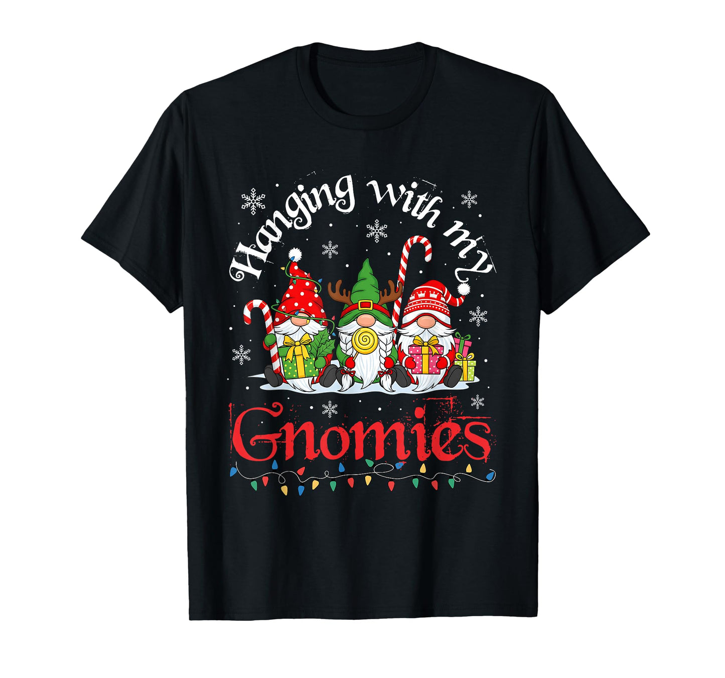 Hanging with My Gnomies Funny Gnome Friend Christmas Pajama T-Shirt