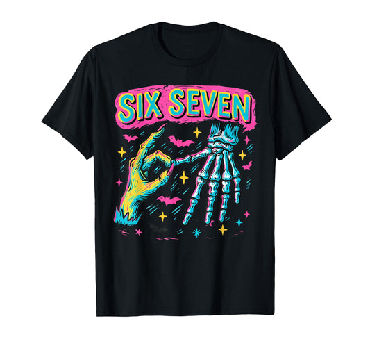 Six Seven 67 Hand Sign Skeleton Halloween Costume Men Women T-Shirt