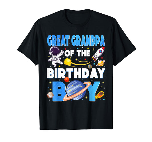 Space Planets Great Grandpa of The Birthday Boy Astronaut T-Shirt