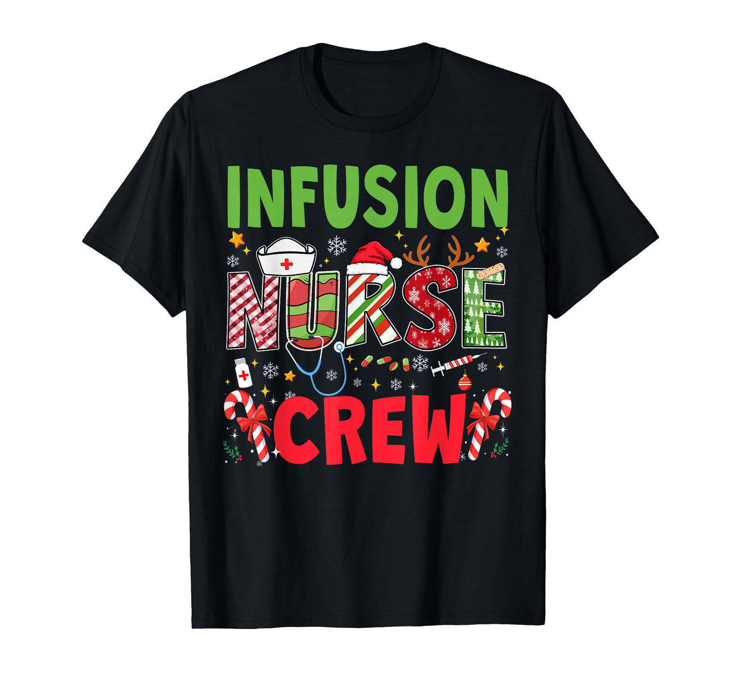 Infusion Nurse Christmas Crew Funny Xmas Nurses Group Pajama T-Shirt