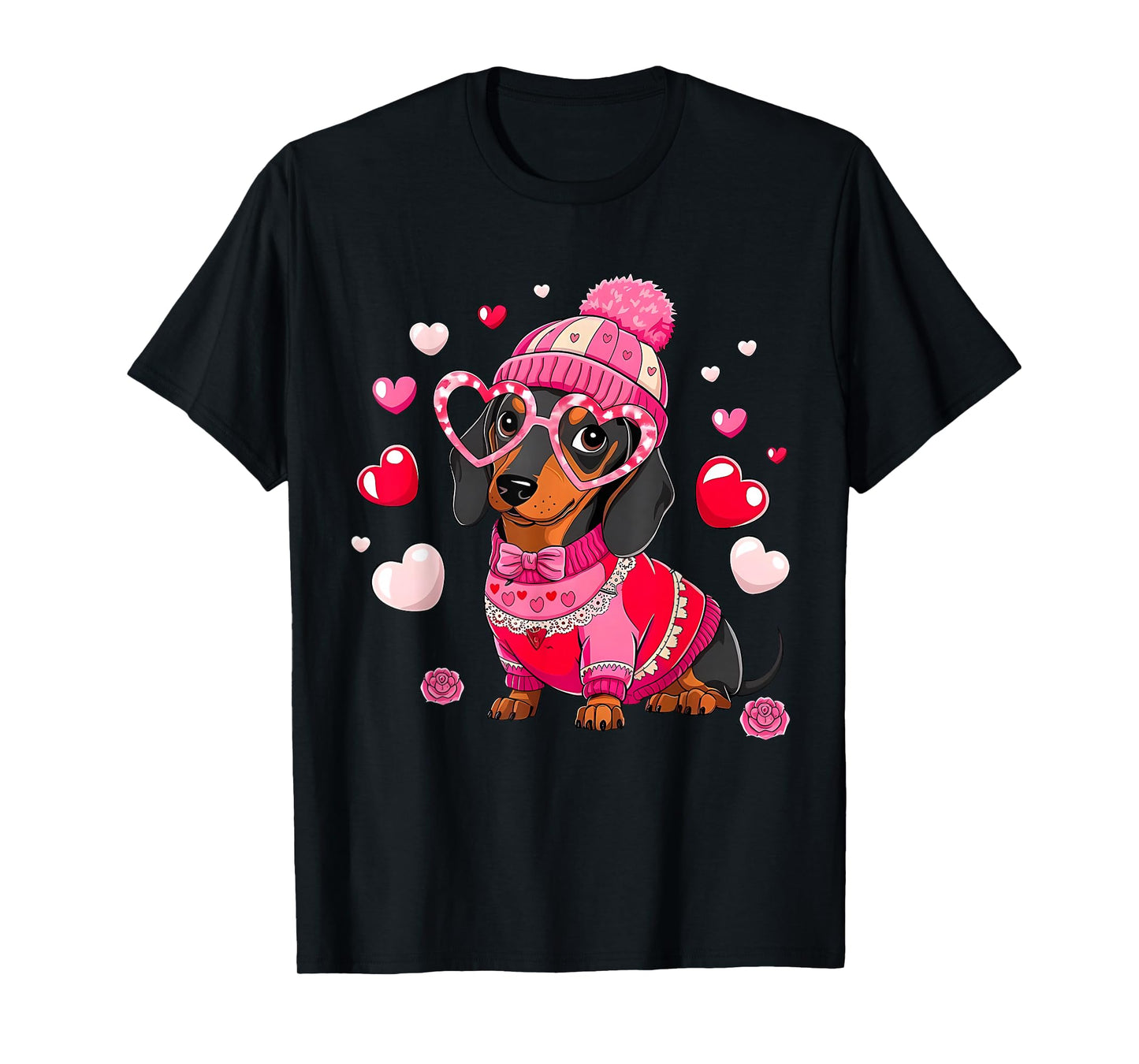Cute Dachshund Valentine's Day Heart Lover Dog Mom Women T-Shirt