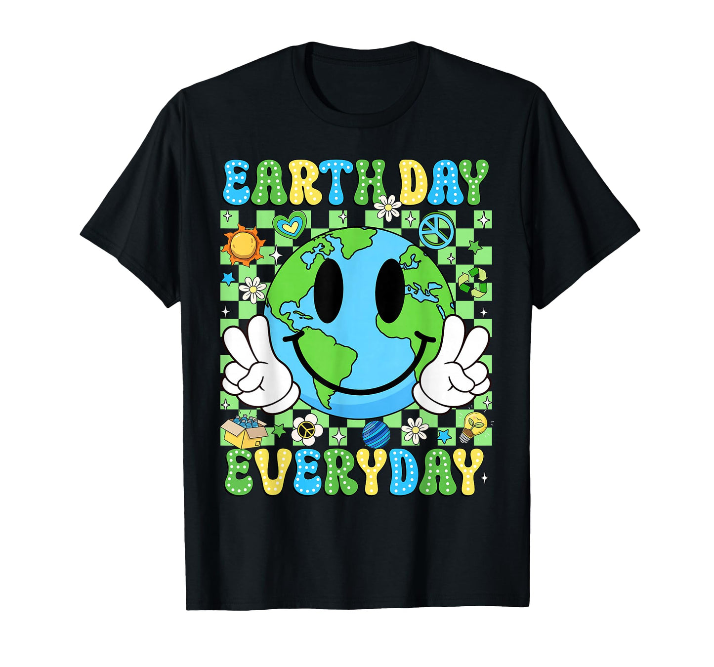 Earth Day Everyday Funny Smile Face Earth Boys Kids Toddlers T-Shirt
