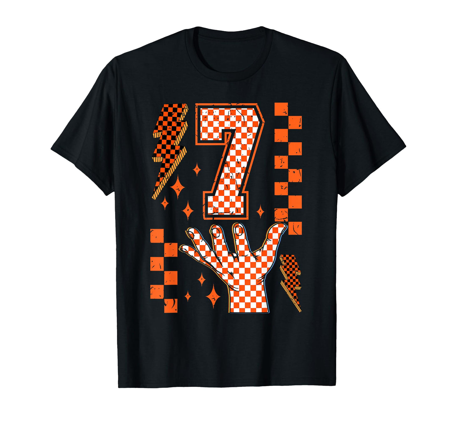 Number 7 Matching 67 Meme Checkered Halloween Costume Kids T-Shirt