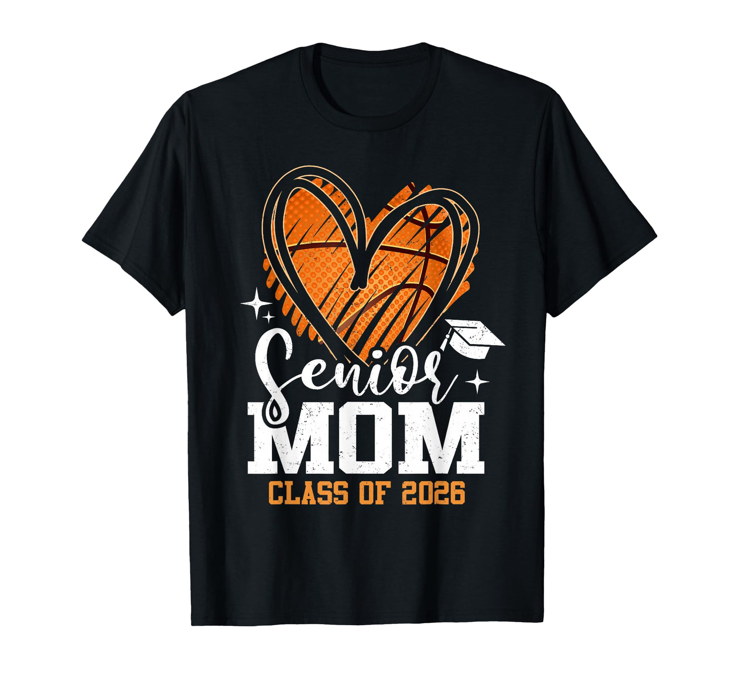 Proud Senior Mom Class of 2026 Basketball Graduate Heart T-Shirt