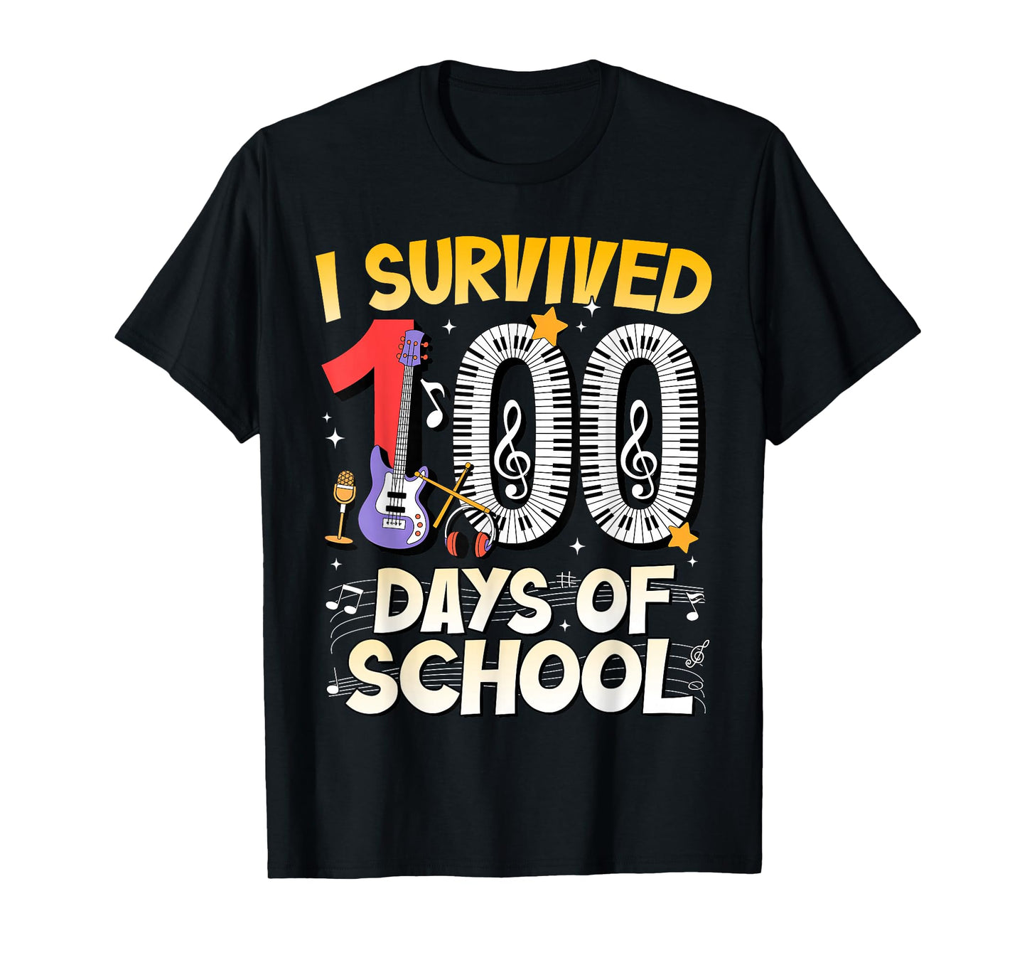 I Survived 100 Days of School Music Class Boy Girl Teacher T-Shirt